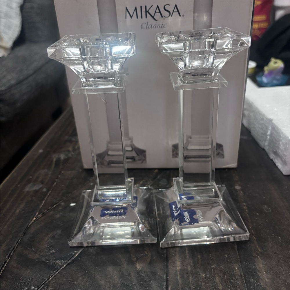 Mikasa Classic Clear Crystal Candle Holders